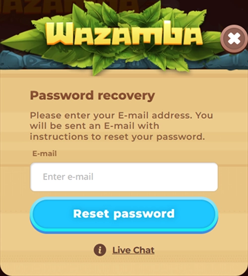 Password recovery form with email field