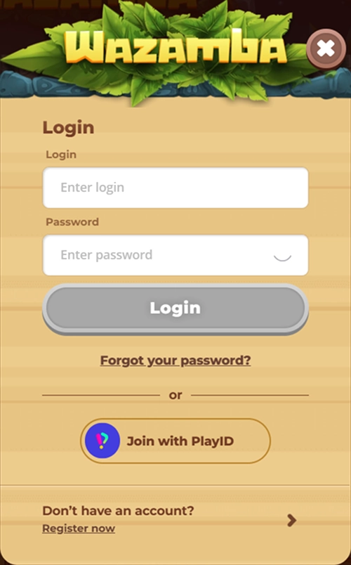 Login form with login and password