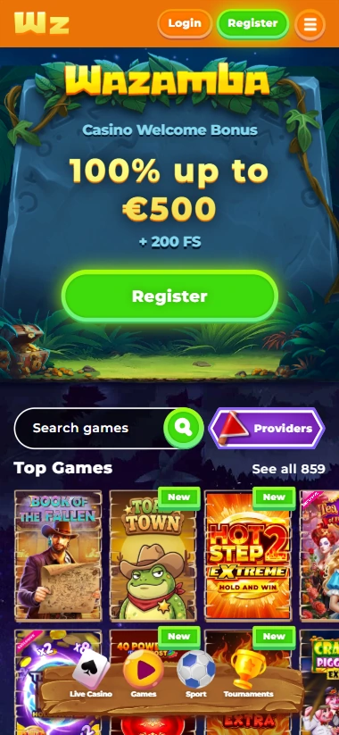 Wazamba mobile home welcome bonus five hundred euros